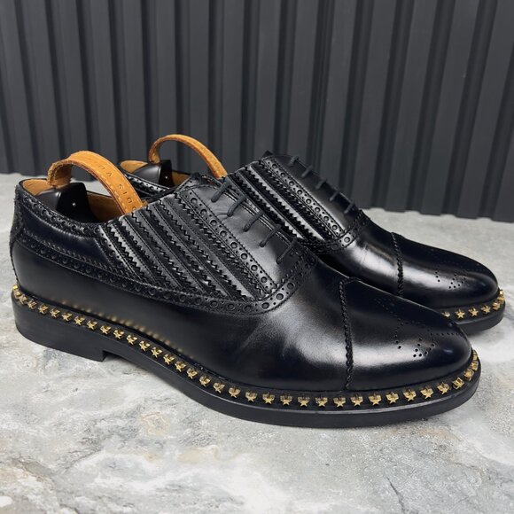 Gucci Derby Stars Trim Studded Lace Up BLack Leather 9.5 G or 10 US or 43.5 EUR - Picture 6 of 13